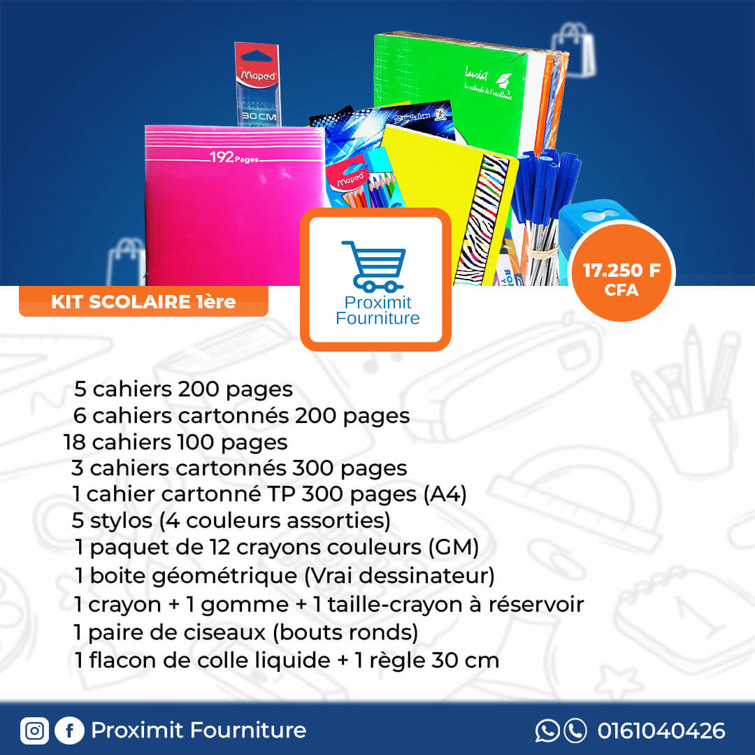Kit Scolaire 1 re Rentr e Scolaire 2025 2026 B nin Proximit Fourniture
