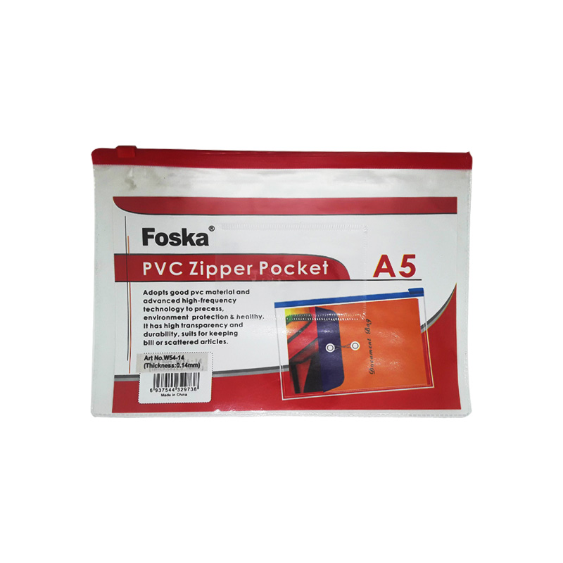 Pochette zippée transparente A5 en PVC-Foska