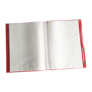 Protege-documents-A4-100-pochettes-200-vues-coloris-assortis-rouge-Defoile