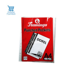 100-Pochette-perforees-transparentes-A4-50-microns-Flamingo